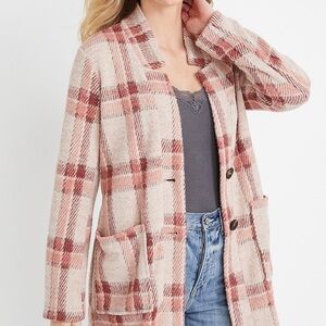 Maurices Plaid Cozy Coatigan – XL – Button Front Pocket Jacket